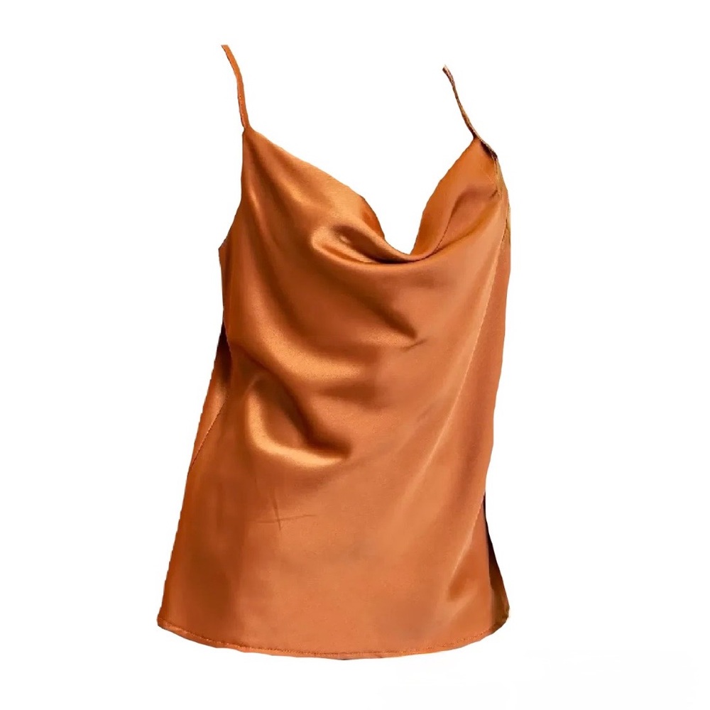 ⏰ Anthropologie GILLI Satin Spaghetti Strap Tank Top Copper Small